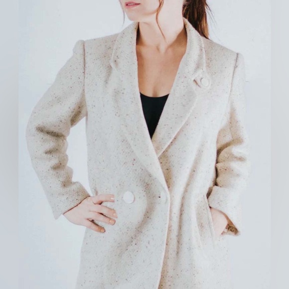 Vintage ivory speckled wool coat, size S/M - Picture 2 of 3